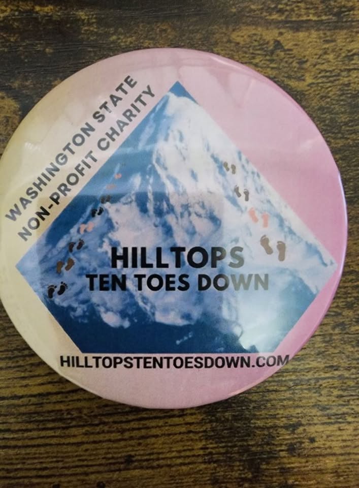 Hilltops Ten Toes Down Washington State nonprofit brand button